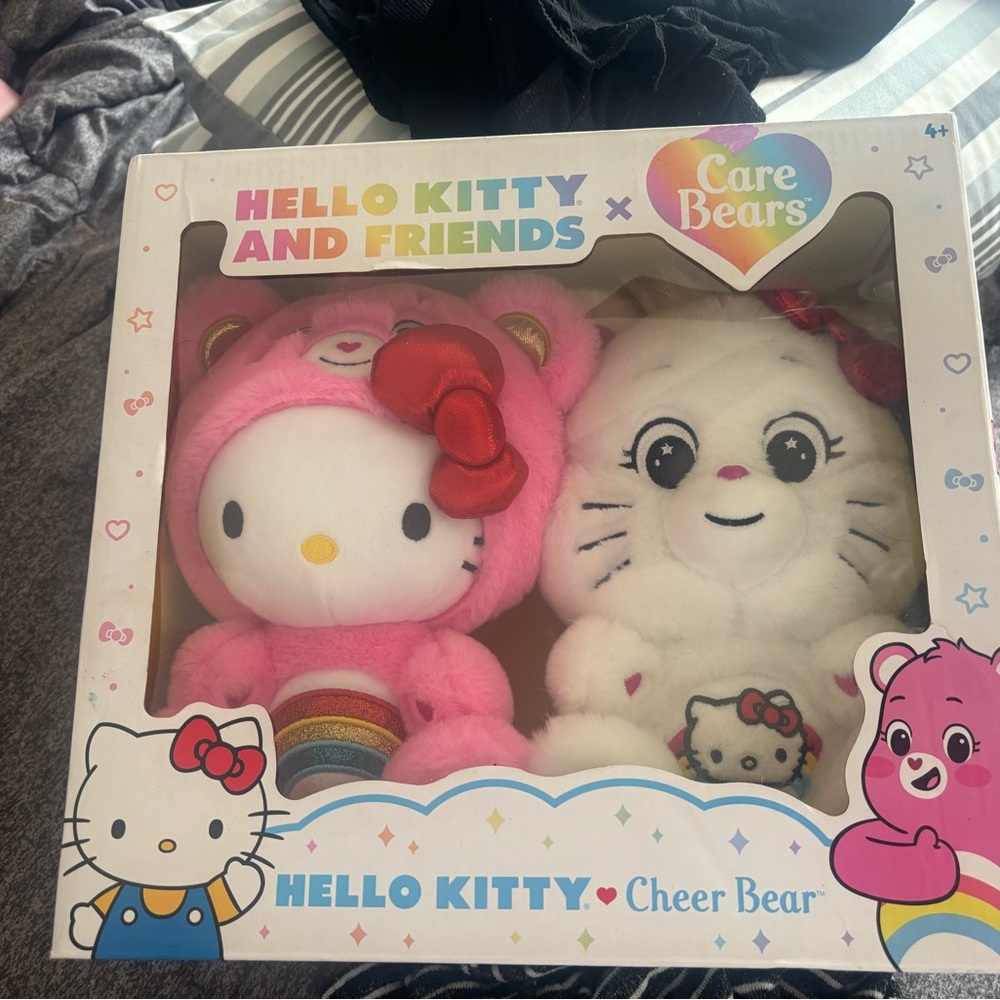 Pink and White Stuffed Animal Set with Hello Kitty